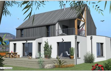 Construction Maison 6 bi-pente zinc, bardage zinc